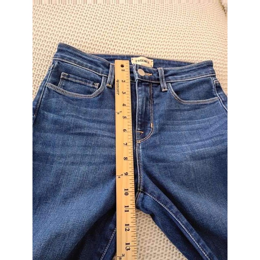 L'AGENCE NWOT Margot High Rise Skinny Jeans Byers Blue 25x26 Stretch Denim $265 - Picture 5 of 10